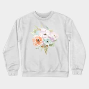 orange purple and blue flowers bouquet loose watercolor Crewneck Sweatshirt